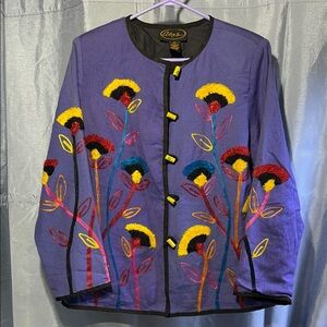 Alex Kim Floral Embroidered Jacket. Size Small